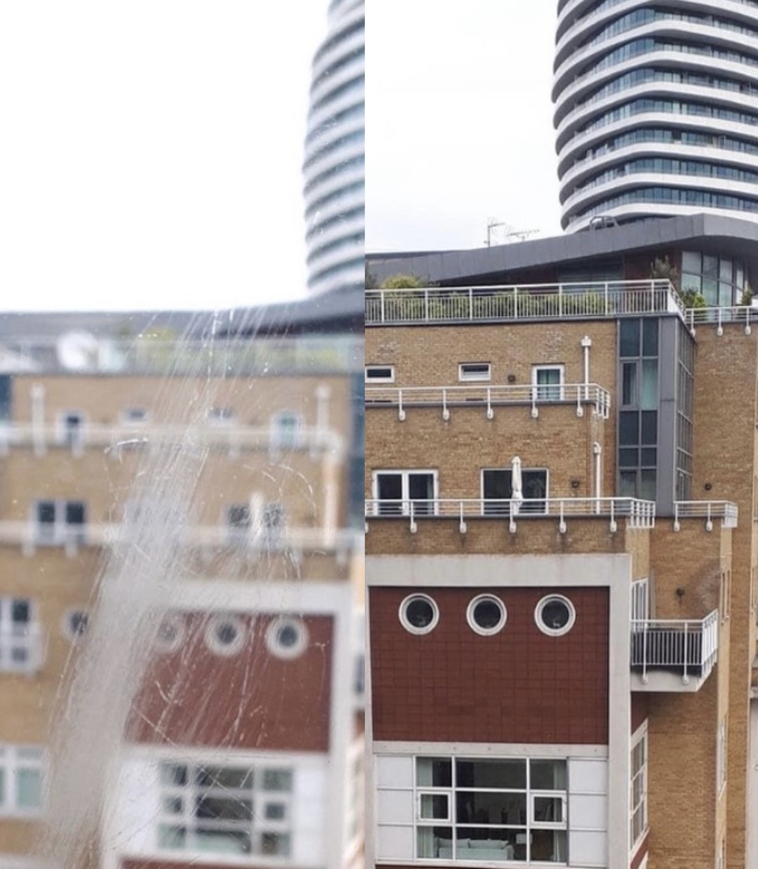 Glass polishing before and after