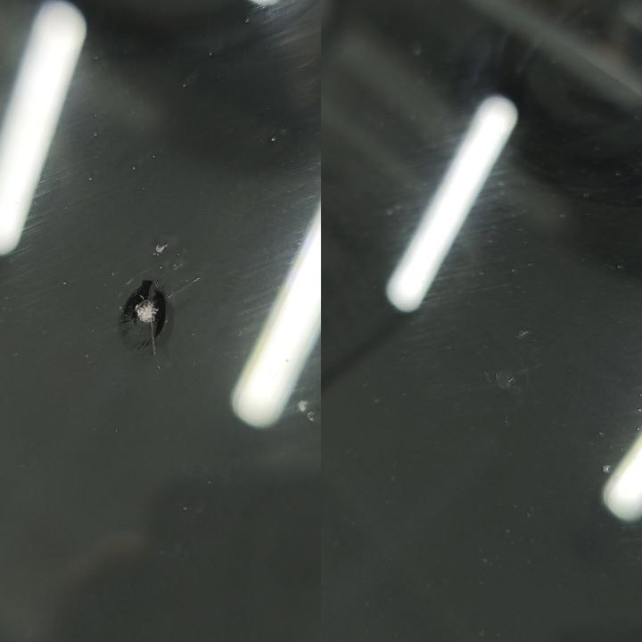 Before and after chip repair